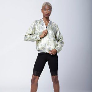Unique Bomber jacket yellow animal print sequins